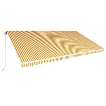 Copertina retractabila manual, galben si alb, 600 x 300 cm 3051225 Copertina retractabila manual, galben si alb, 600 x 300 cm 3051225