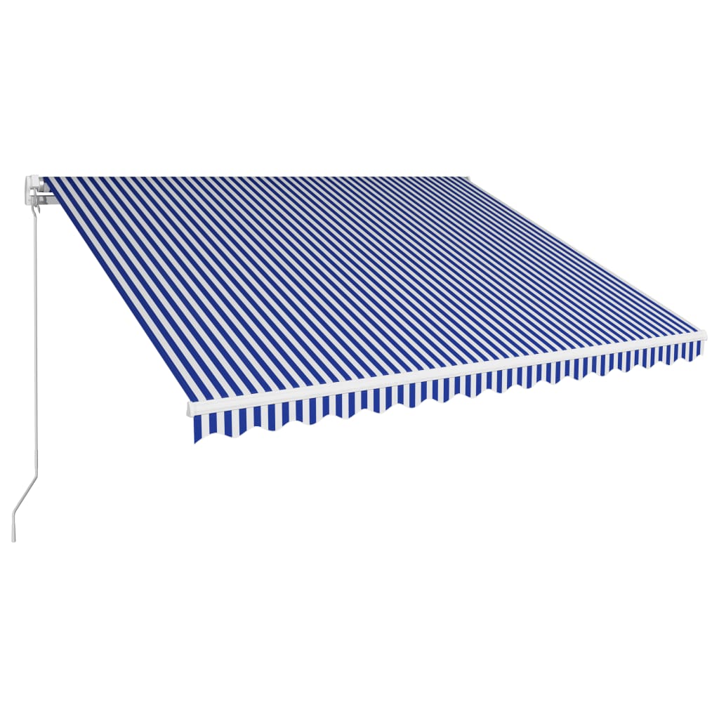 Copertina retractabila manual, albastru si alb, 450x300 cm 3051217
