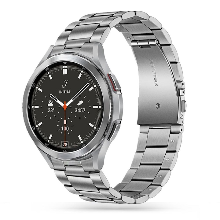 Samsung Galaxy Watch 4 40 / 42 / 44 / 46 mm okosóra fémszíj - ezüst fémszíj