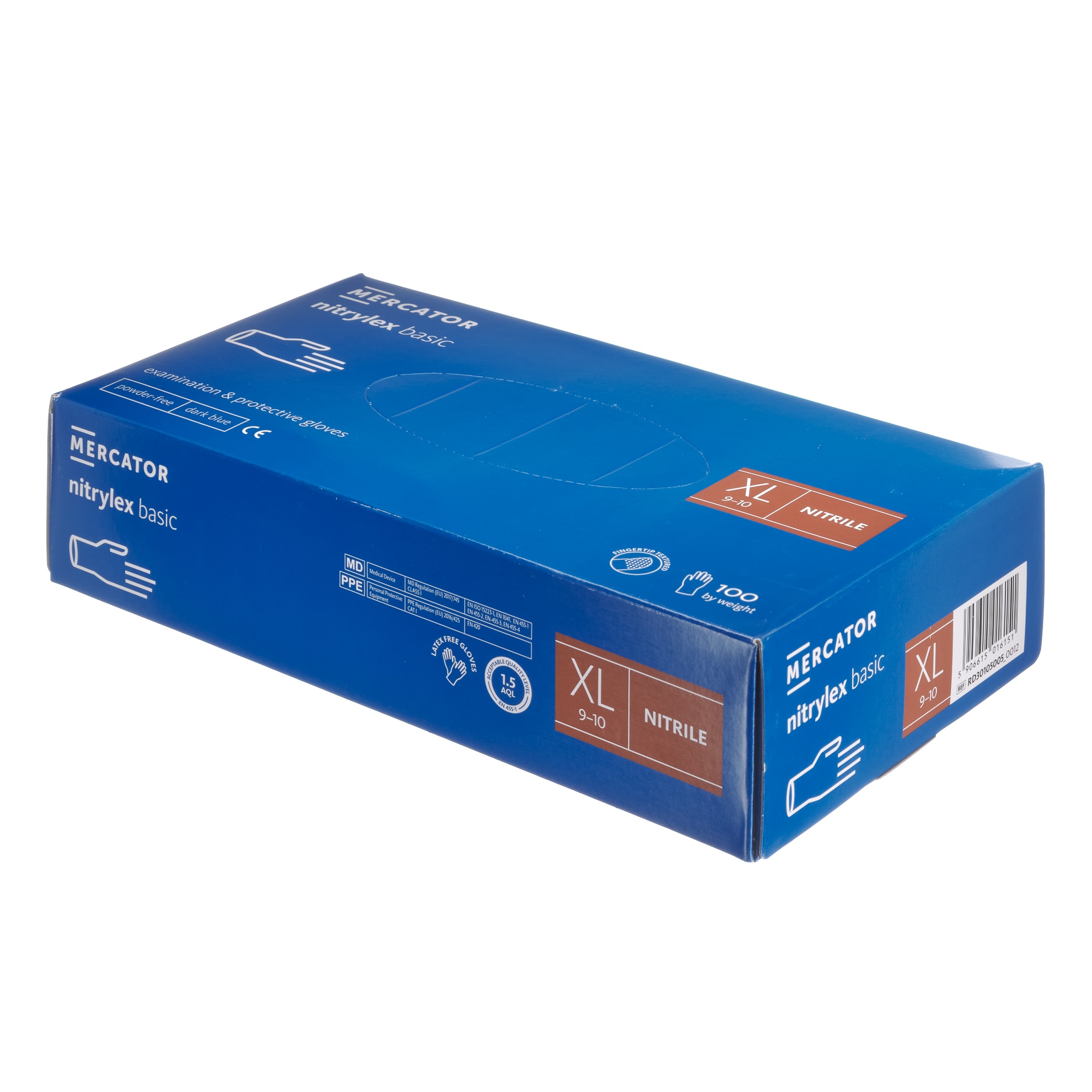 Set 100 bucati manusi de unica folosinta Mercator Nitryl XL, Albastru