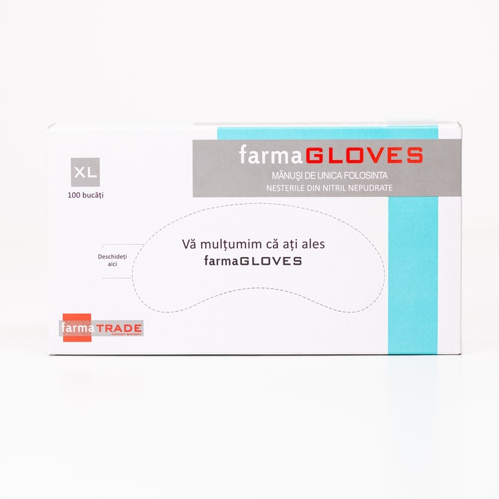 Set 100 buc Manusi Medicale Nitril Nepudrate Albastre marime XL