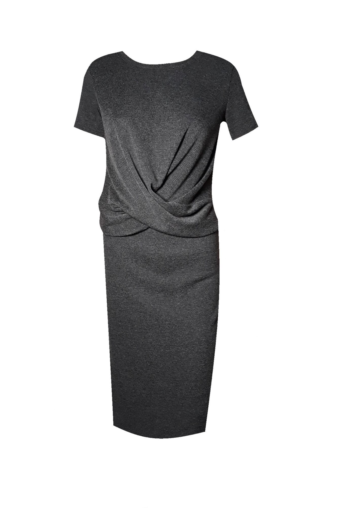 Compleu dama chic ,cu bluza si fusta, Gri inchis