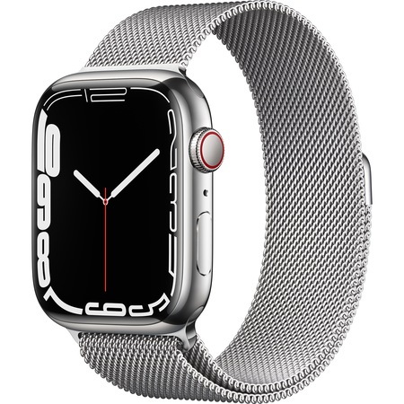Apple Watch 7, GPS, Cellular, Корпус Silver Stainless Steel 45mm, Silver Milanese Loop