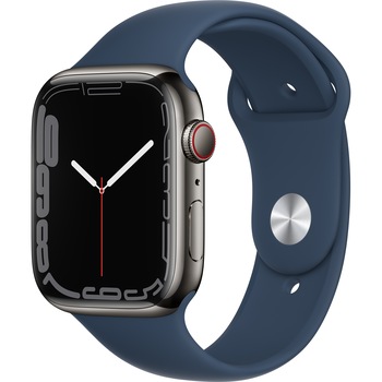 Apple Watch 7, GPS, Cellular, Carcasa Graphite Stainless Steel 45mm, Abyss Blue Sport Band Apple Watch 7, GPS, Cellular, Carcasa Graphite Stainless Steel 45mm, Abyss Blue Sport Band