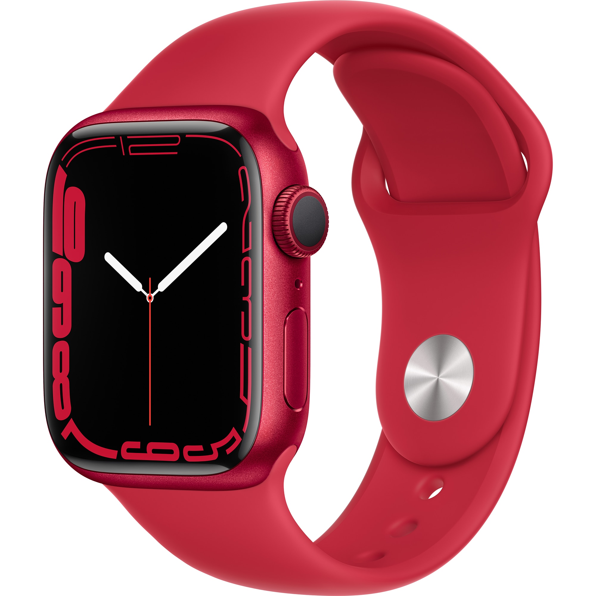 Apple Watch 7, GPS, Carcasa Red Aluminium 41mm, Red Sport Band