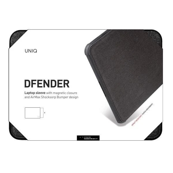Geanta pentru laptop, UNIQ, Dfender, Pana la 16", Carbune/Negru