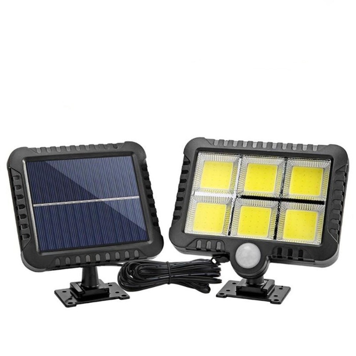 Лампа със соларен панел 6 cob Solar, Сензор за движение, Акумулатор, Бял
