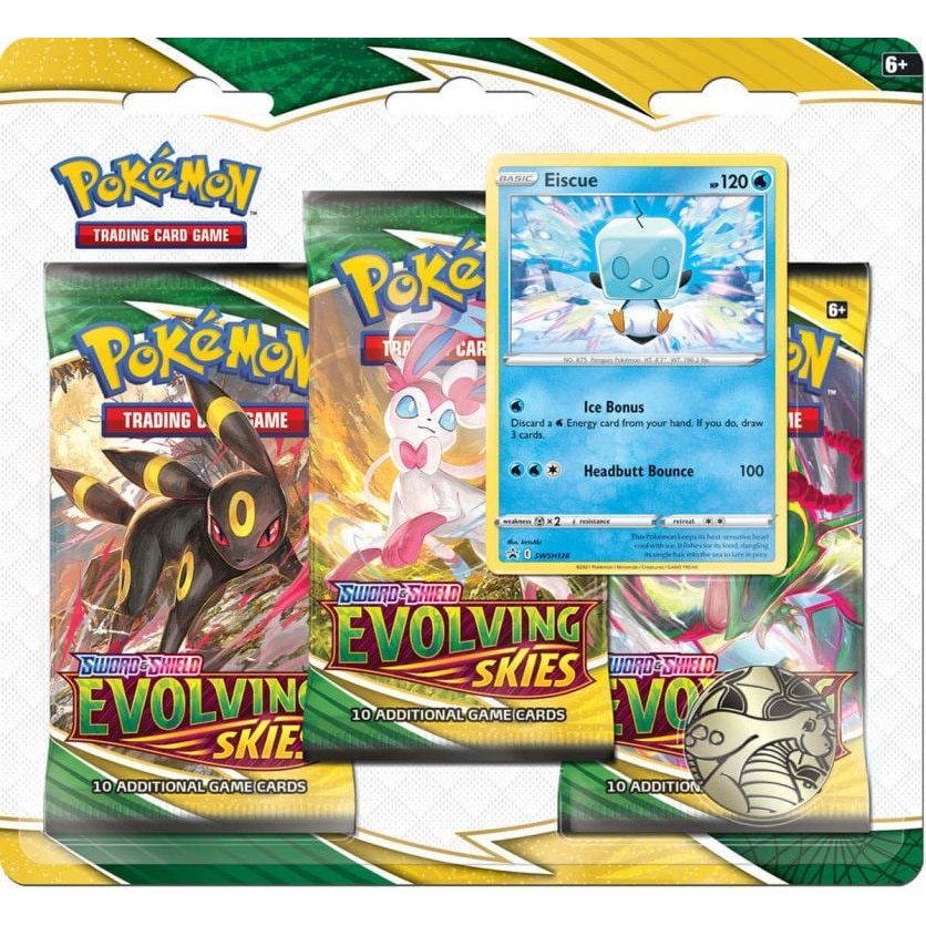 Joc de carti Pokemon Sword and Shiel Evolving Skies 3 pack Blister Eiscue, limba engleza, extensie