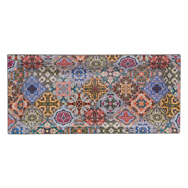 Platou de bucatarie, Zola®, din plastic, modele geometrice, multicolor, 36x17 cm