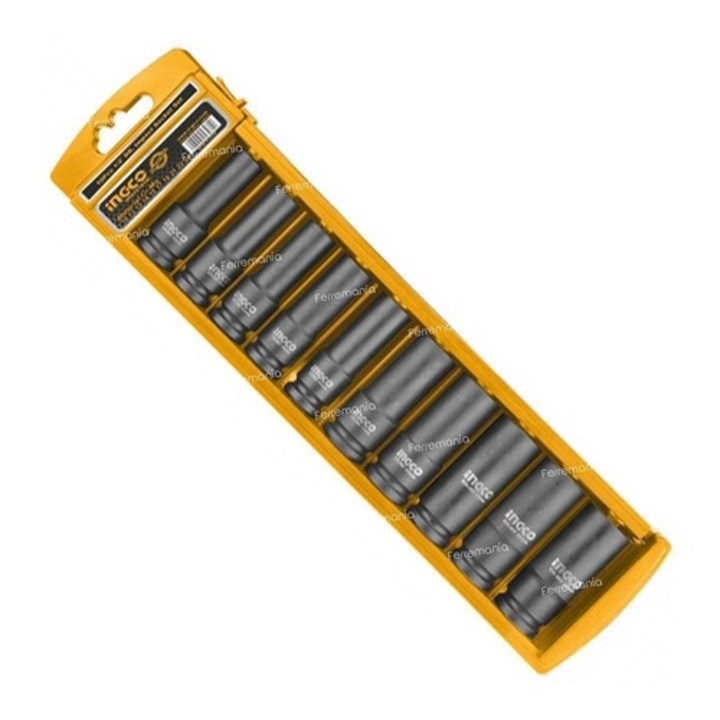 Ingco hosszú gépi dugókulcs készlet 10 db 1/2" 10-24 mm CrMo