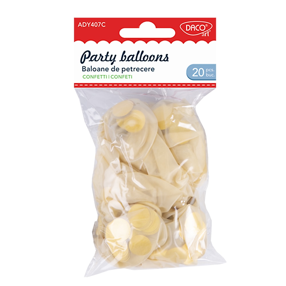 Baloane de petrecere, Daco, cu cofetti aurii, 25 cm