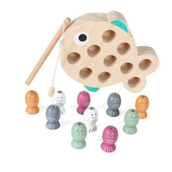 Joc de pescuit danez, magnetic, din lemn, cu undita si pestisori cu cifre, Magni Danish Toys Joc de pescuit danez, magnetic, din lemn, cu undita si pestisori cu cifre, Magni Danish Toys