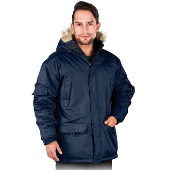 Geaca de protectie izolata, Groho, de iarna cu gluga si fermoar, bleumarin marimea 2XL Geaca de protectie izolata, Groho, de iarna cu gluga si fermoar, bleumarin marimea 2XL