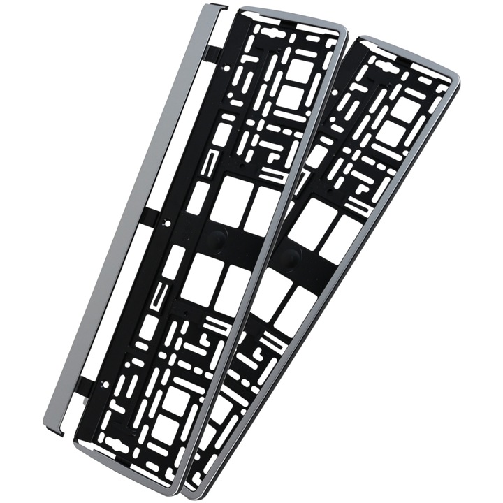 Set 2 bucati suport numar inmatriculare auto HP culoare rama crom argintiu Mat 8x surub