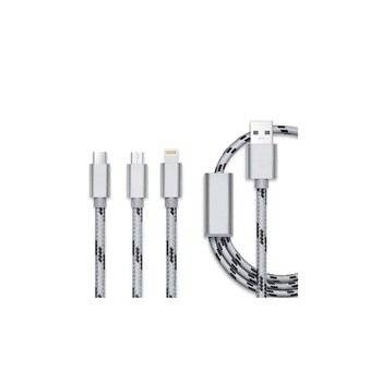 Cablu de incarcare 3 in 1 Lightning micro USB Type-C, Gri Cablu de incarcare 3 in 1 Lightning micro USB Type-C, Gri