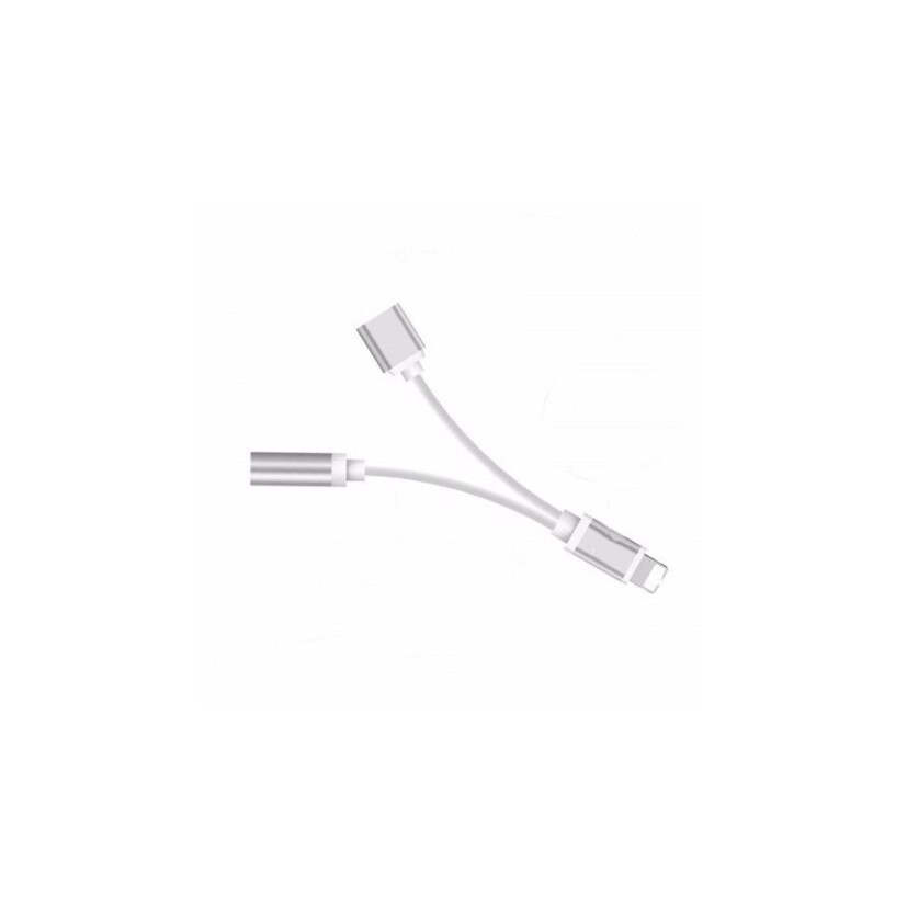 Adaptor 2in1 compatibil cu iPhone, iPad, 3,5 mm jack, Lighthing, Silver