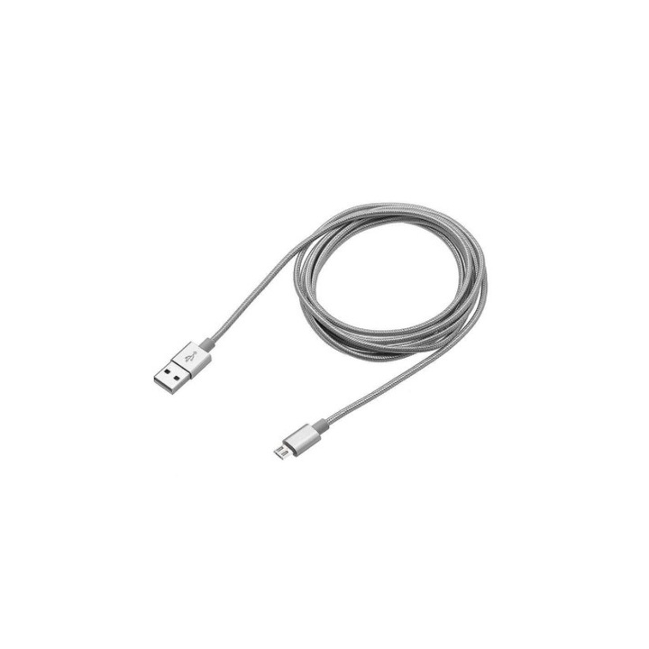 SOHO Allview Adatkábel, MicroUSB csatlakozóval, Samsung, Huawei, HTC, 3 m hosszú, szürke