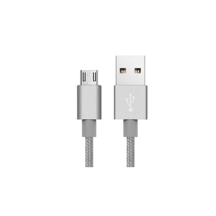 Cablu de date pentru Samsung, Huawei, HTC, Allview cu conector micro USB, lungime 3 m, Gri