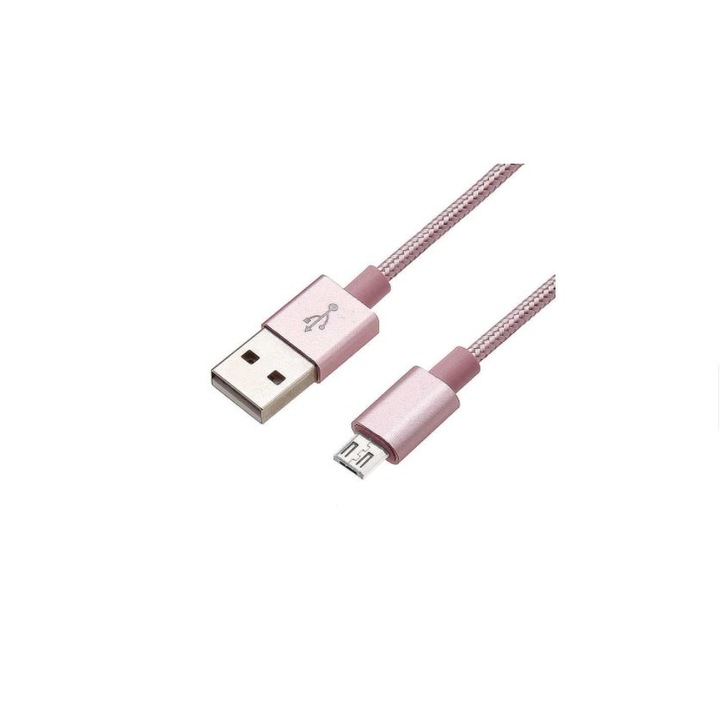 Cablu de date pentru Samsung, Huawei, HTC, Allview, Micro USB, lungime 3 m, Roz