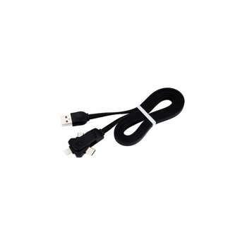 Cablu Micro USB, type C, Lightning, 1 m lungime, 3 in 1 rotativ cu conector, Negru Cablu Micro USB, type C, Lightning, 1 m lungime, 3 in 1 rotativ cu conector, Negru