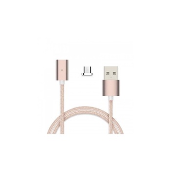 Cablu de incarcare magnetic Micro USB, 1m, textil, Rose Gold Cablu de incarcare magnetic Micro USB, 1m, textil, Rose Gold