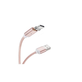 Cablu de incarcare magnetic Type C, 1m, textil, Rose Gold Cablu de incarcare magnetic Type C, 1m, textil, Rose Gold