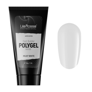 Gel UV constructie, Polygel Lila Rossa Premium, 60 g, Milky White