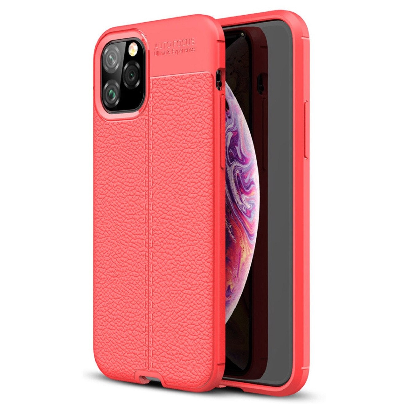 Husa Premium Antisoc model tip Piele Auto Focus , compatibila cu iPhone 11 , Rosie