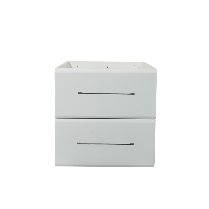 Baza mobilier baie suspendat 60 cm, cu 2 sertare, montare sub blat, gama BRAVO, Alb