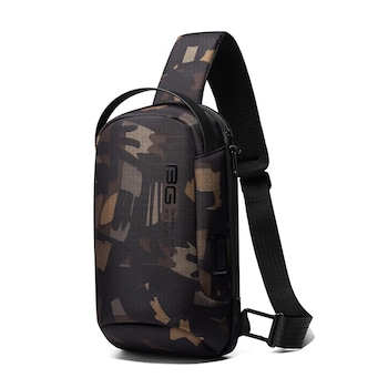 Rucsac crossbody/de umar, multifunctional, cu port de incarcare USB, Bange, Camuflaj Rucsac crossbody/de umar, multifunctional, cu port de incarcare USB, Bange, Camuflaj