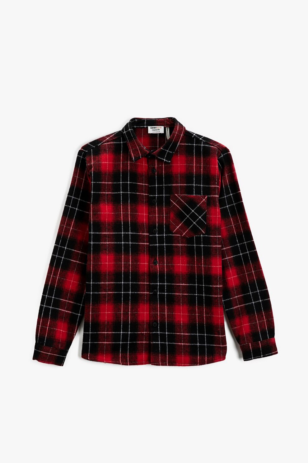 KOTON, Camasa in carouri cu buzunar pe piept, Rosu/Negru