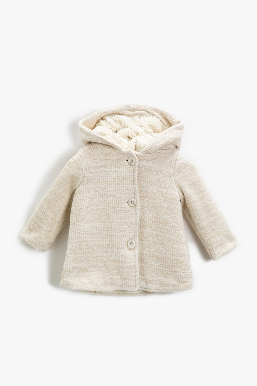 KOTON, Haina cu gluga si captuseala teddy, Alb prafuit, 92-98 CM