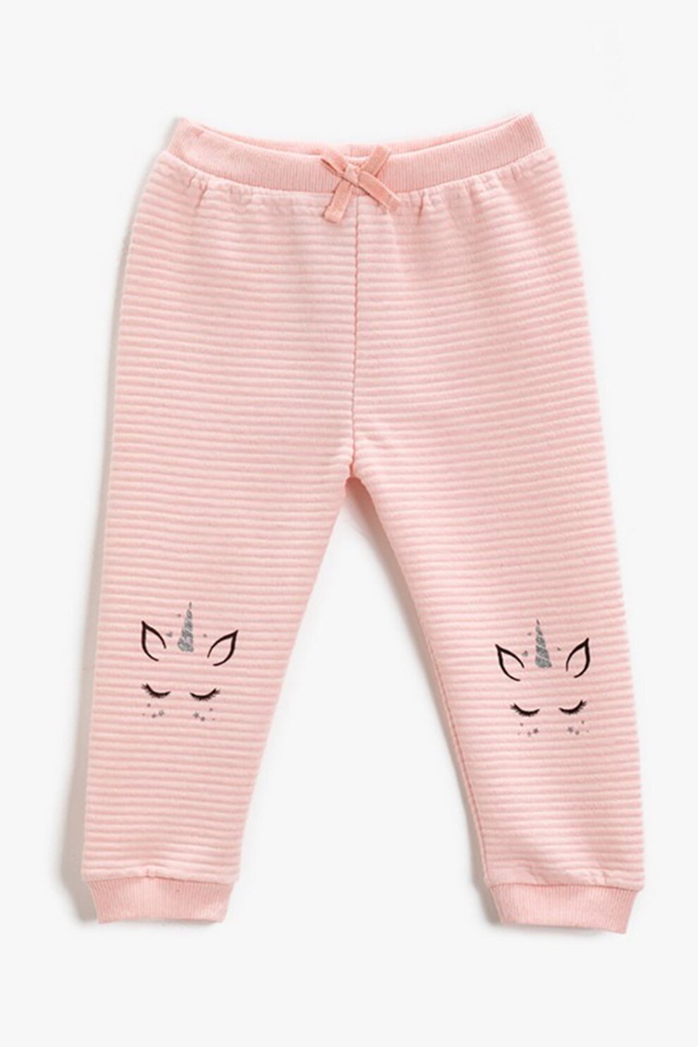 KOTON, Pantaloni sport striati cu detaliu cu funda, Roz pastel