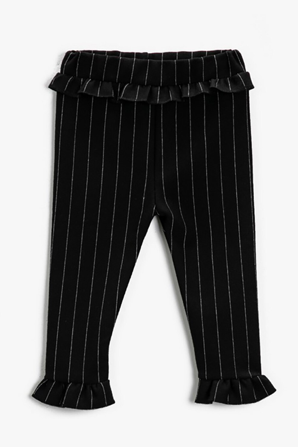 KOTON, Colanti cu model in dungi si volane, Negru/Alb, 74-80 CM