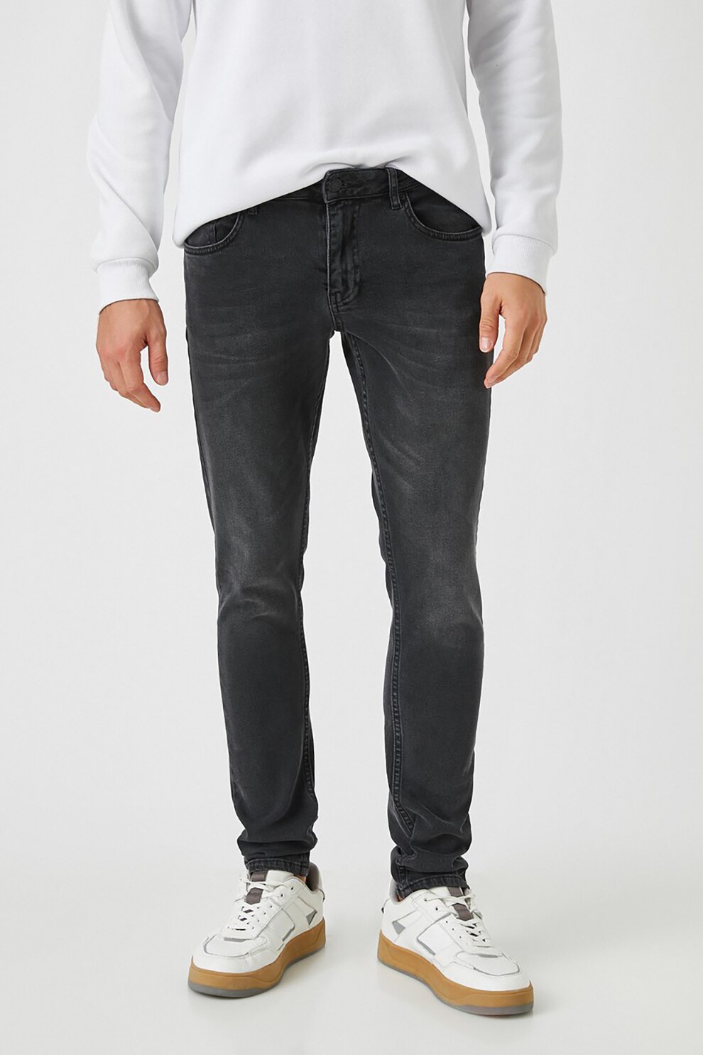 KOTON, Blugi skinny cu aspect decolorat Michael, Negru stins