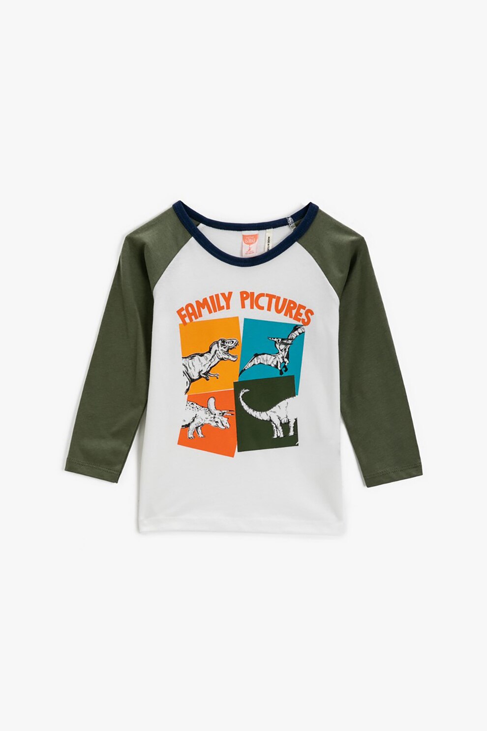 KOTON, Bluza cu imprimeu si maneci raglan, Alb/Verde militar