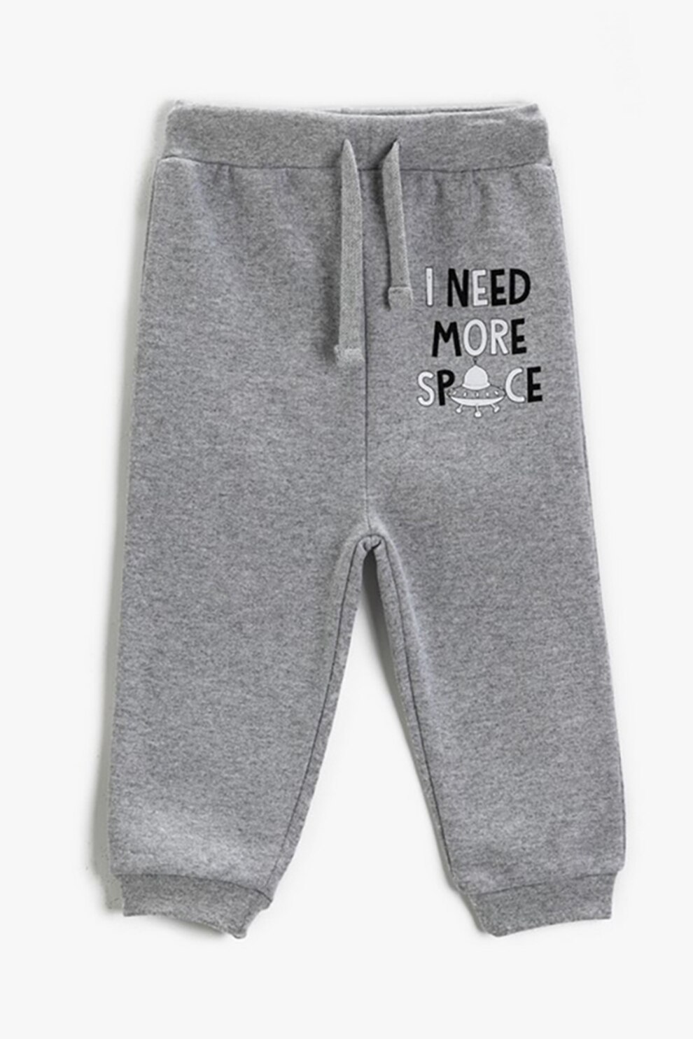 KOTON, Pantaloni sport cu snur de ajustare si detaliu cu imprimeu text, Gri melange, 74-80 CM