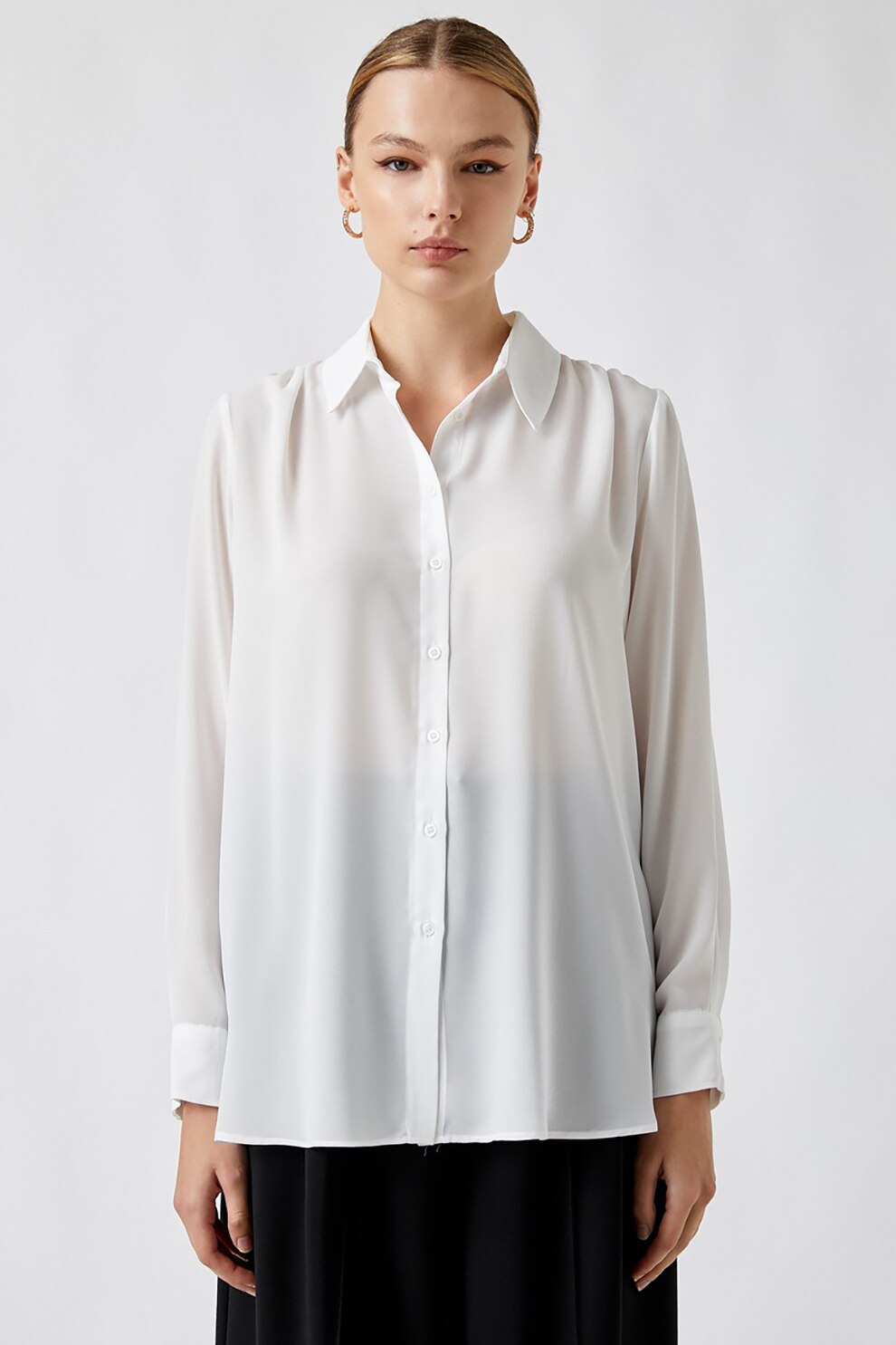 KOTON, Camasa vaporoasa cu guler clasic, Alb