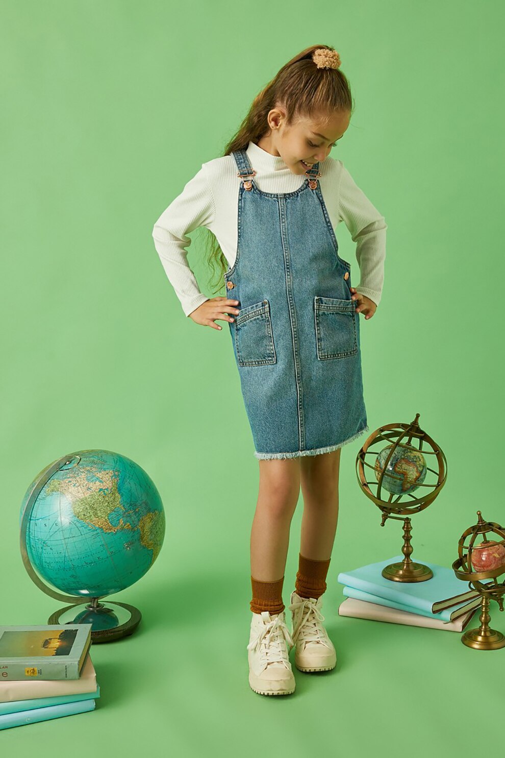 KOTON, Rochie tip sarafan din denim cu buzunare, Albastru deschis