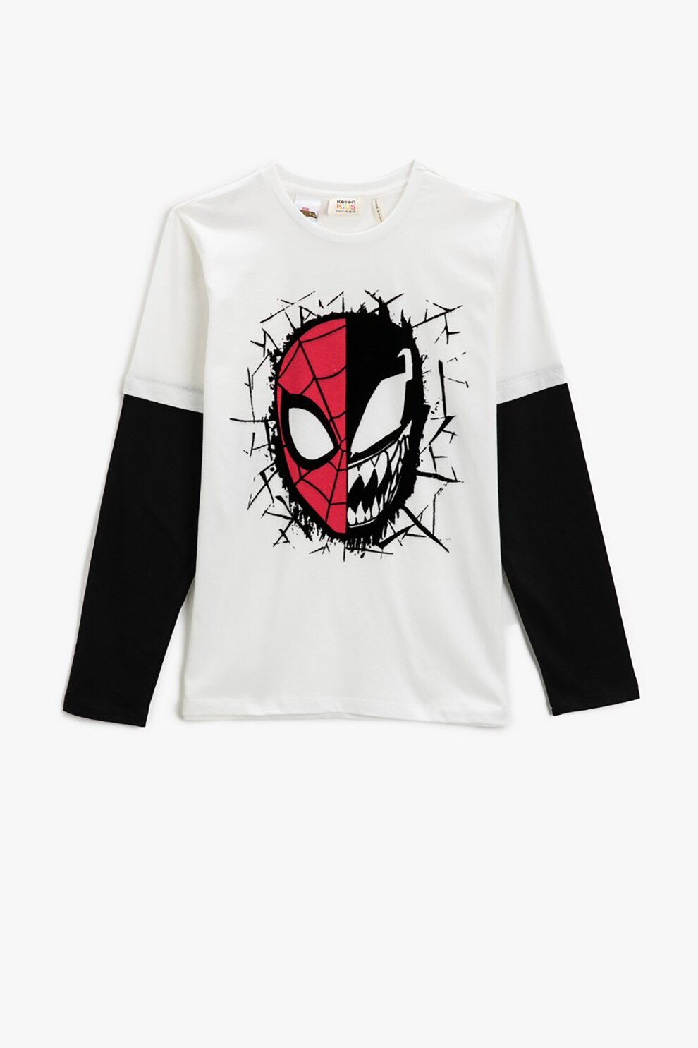 KOTON, Bluza din bumbac cu imprimeu Spiderman 2KKB16196OK, Alb/Negru/Rosu, 98-104 CM