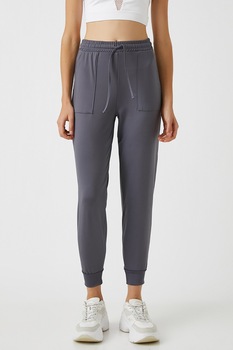 KOTON, Pantaloni sport conici cu snur in talie, Gri antracit, L KOTON, Pantaloni sport conici cu snur in talie, Gri antracit, L