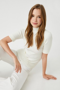 KOTON, Pulover cu maneci scurte si striatii, Alb KOTON, Pulover cu maneci scurte si striatii, Alb