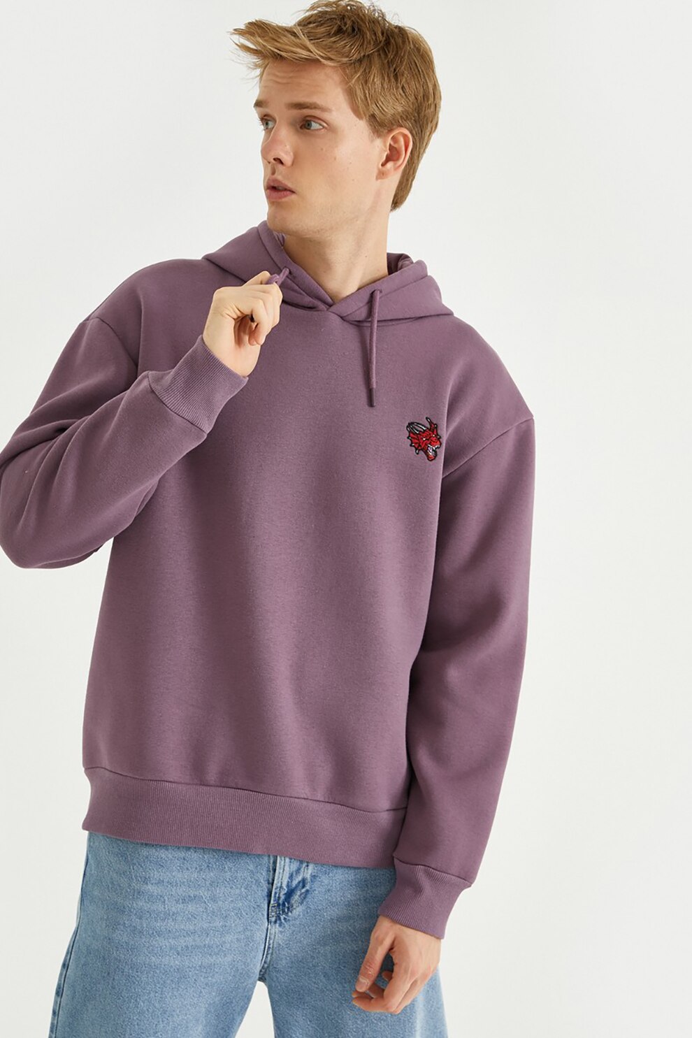 KOTON, Hanorac cu detaliu grafic brodat, Violet tyrian, S