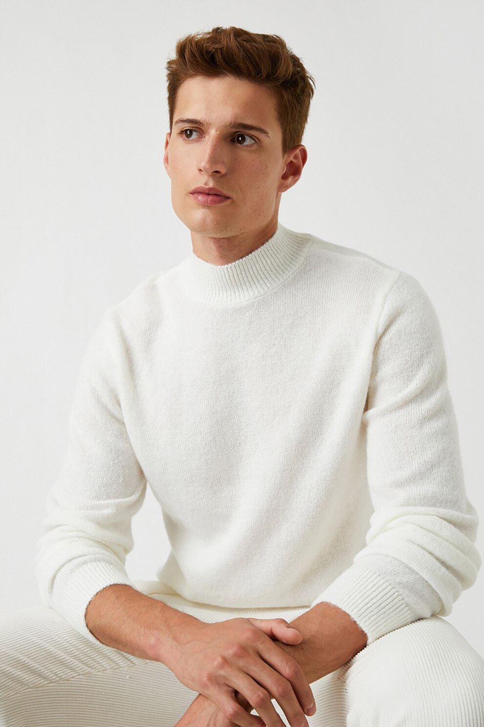 KOTON, Pulover cu terminatii striate, Alb