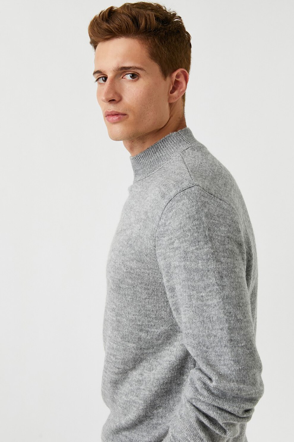 KOTON, Pulover cu terminatii striate, Gri melange