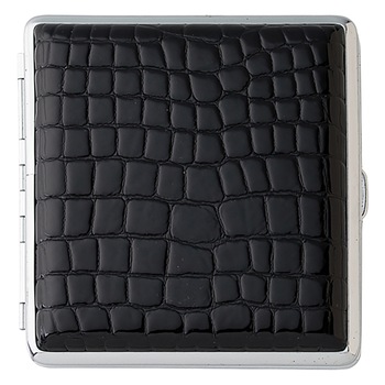 Tabachera pentru tigari Angel - capacitate 20, negru, croco Tabachera pentru tigari Angel - capacitate 20, negru, croco