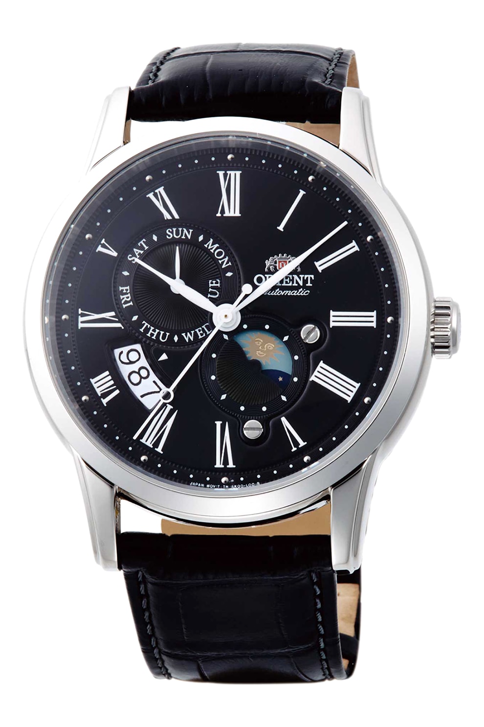 ORIENT, Ceas automatic cu o curea de piele, Negru/Argintiu