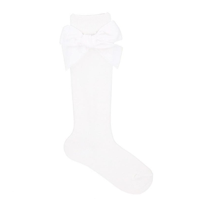 Sosete fete lungi 3/4 cu funda catifea, Condor, Alb