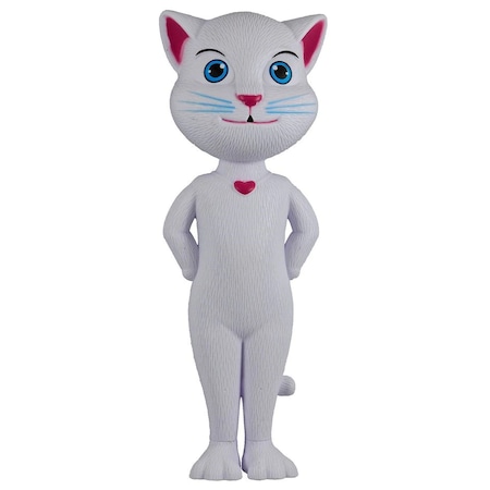 Jucarie Talking Angela Tiessa®, pisica inteligenta vorbitoare, alba, 28 cm