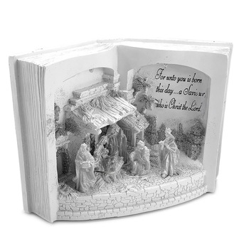 Decoratiune Craciun, Nasterea Domnului in Bethlehem in carte, 3 LED, 3xAA, 27x19 cm Decoratiune Craciun, Nasterea Domnului in Bethlehem in carte, 3 LED, 3xAA, 27x19 cm